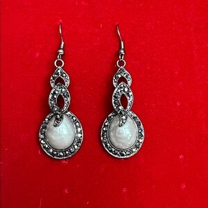 Elegant Silver and White Dangle Earrings